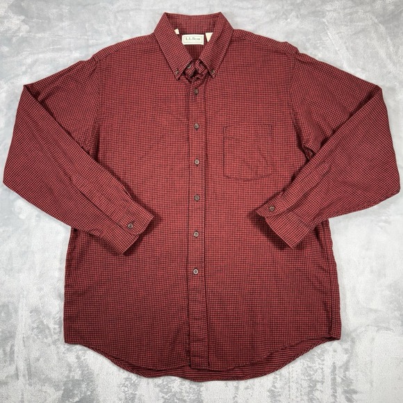 L.L. Bean Other - L.L. Bean Men's Large Chamois Cotton Flannel Shirt Shacket Red Black Plaid